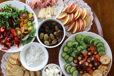 assortiment fromage, légumes, fruits