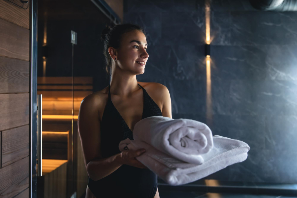 femme dans un sauna