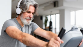 homme faisant du sport en salle avec de la musique